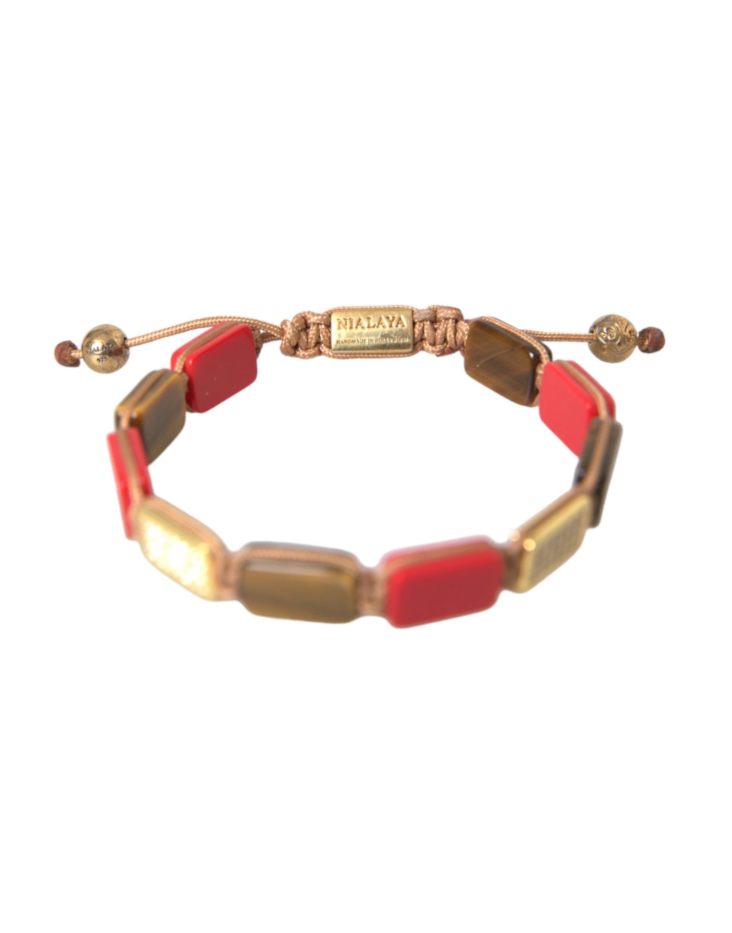 CZ Tiger Eye Red Coral 925 Silver Men Bracelet - SEHABRANDS