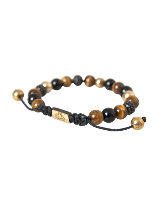 CZ Ball Tiger Eye Stone Copper Beaded Men Bracelet - SEHABRANDS