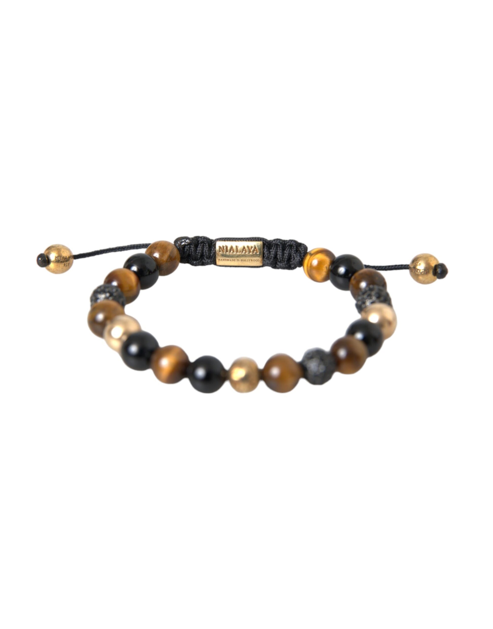 CZ Ball Tiger Eye Stone Copper Beaded Men Bracelet - SEHABRANDS