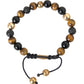 CZ Ball Tiger Eye Stone Copper Beaded Men Bracelet - SEHABRANDS