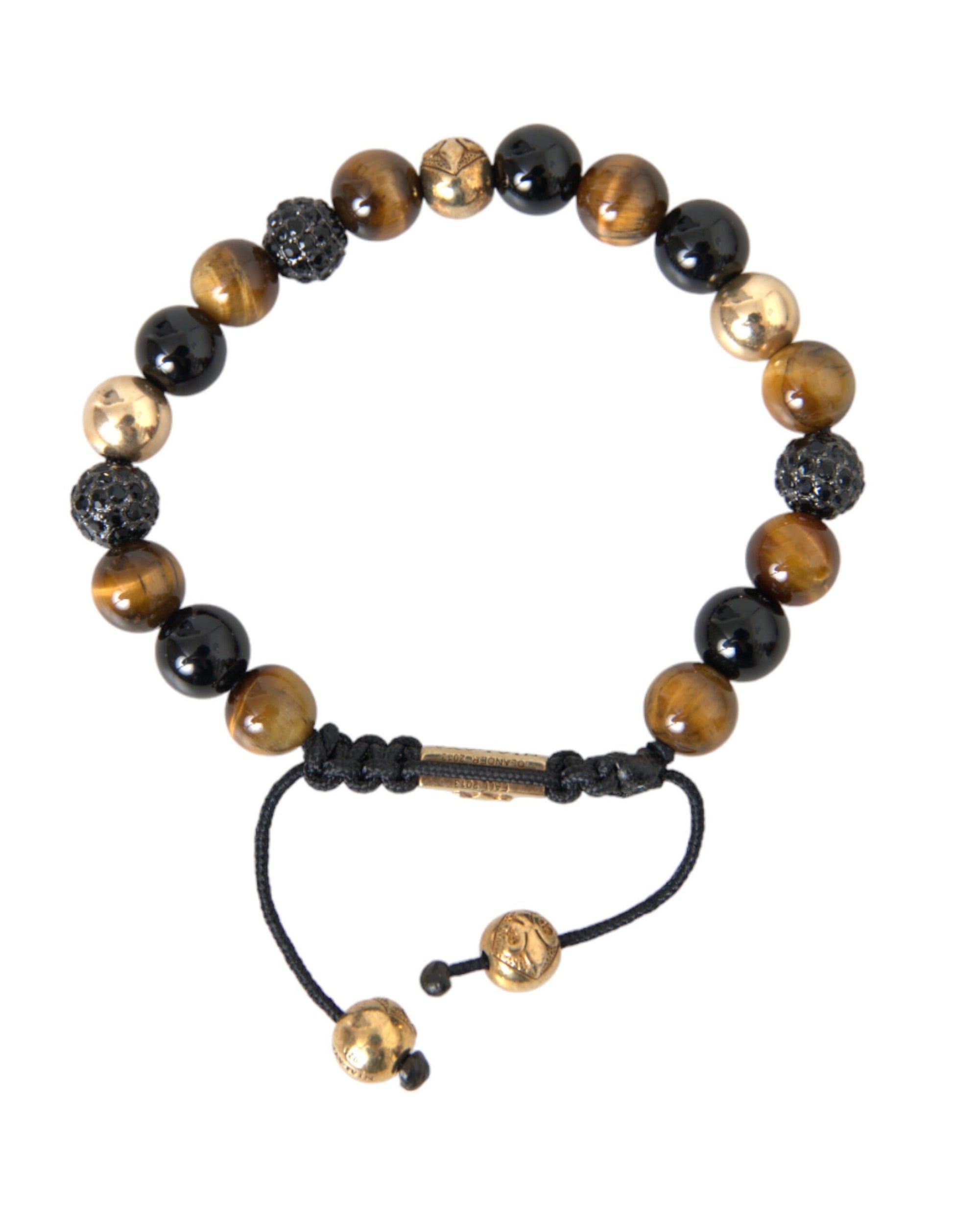 CZ Ball Tiger Eye Stone Copper Beaded Men Bracelet - SEHABRANDS