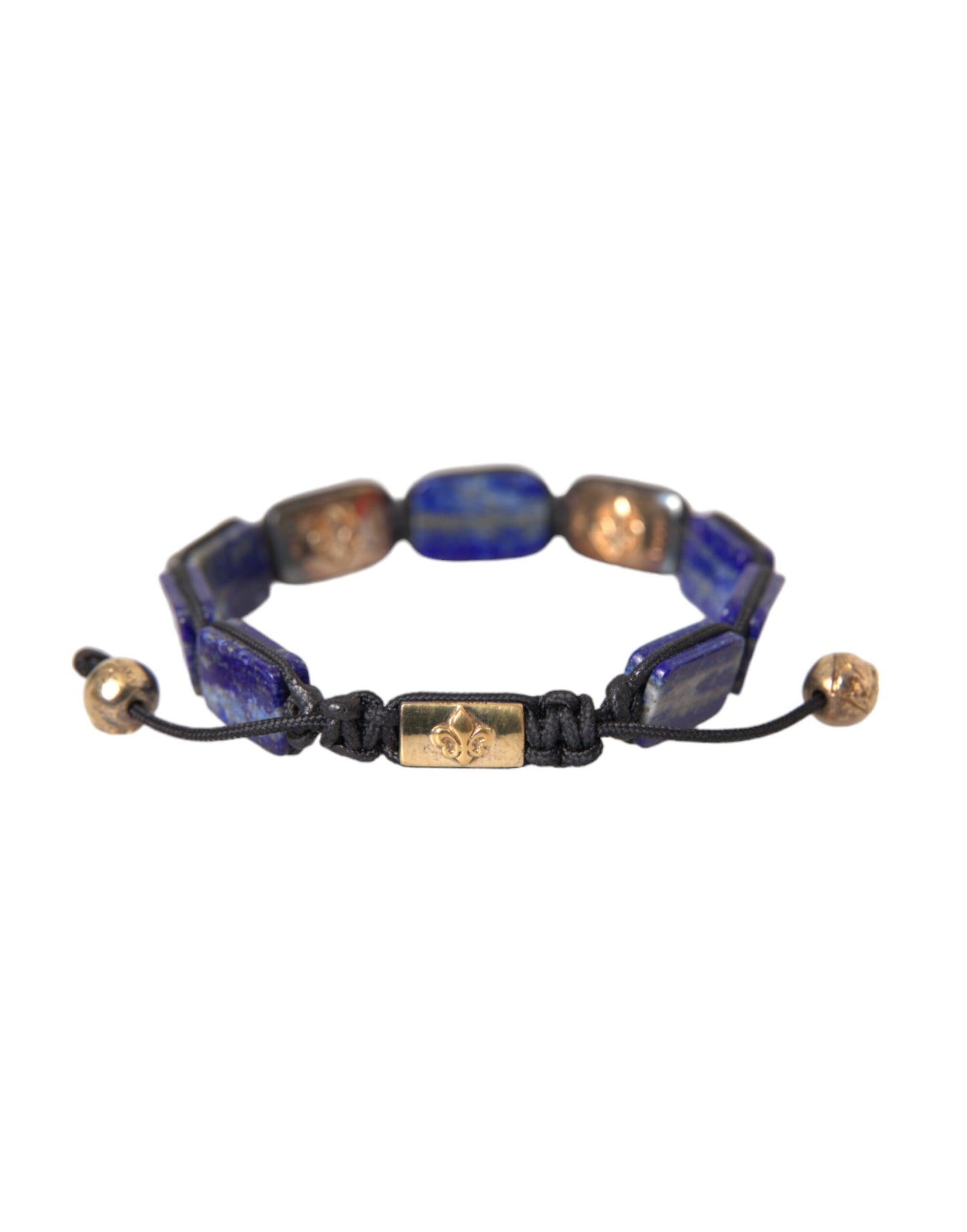 Flat Bead Blue Lapis White CZ 925 Bracelet Mens - SEHABRANDS