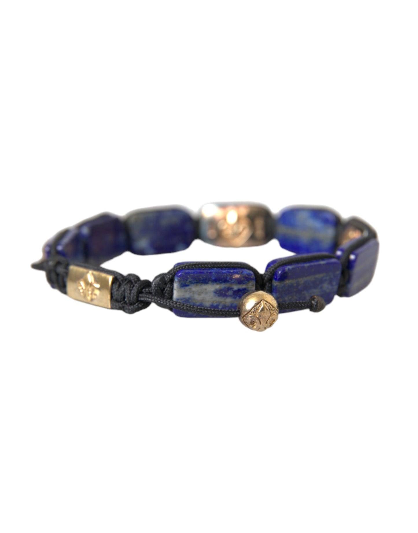 Flat Bead Blue Lapis White CZ 925 Bracelet Mens - SEHABRANDS