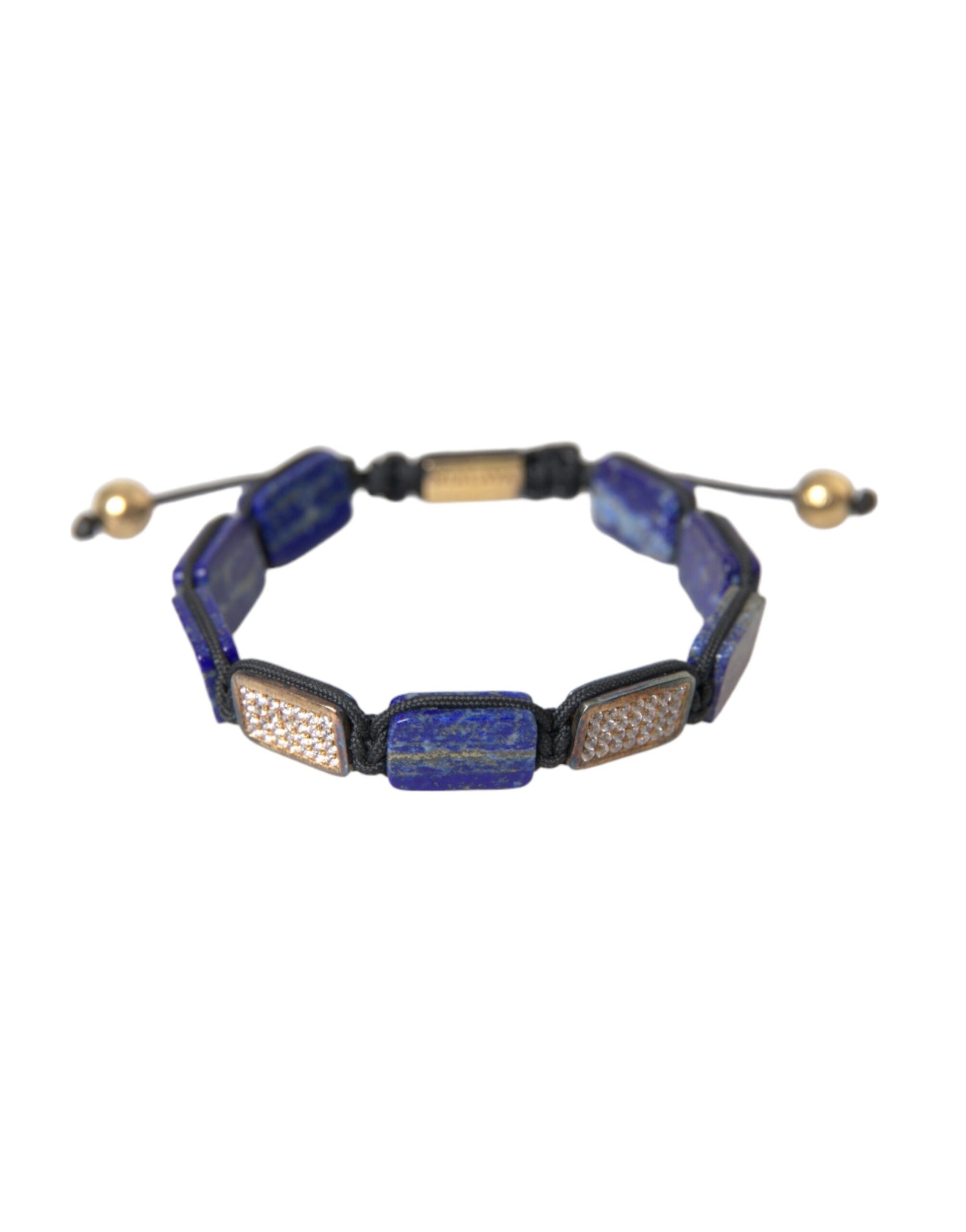 Flat Bead Blue Lapis White CZ 925 Bracelet Mens - SEHABRANDS