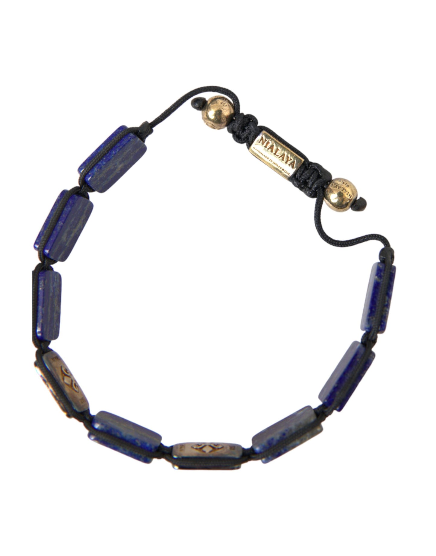 Flat Bead Blue Lapis White CZ 925 Bracelet Mens - SEHABRANDS