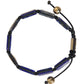 Flat Bead Blue Lapis White CZ 925 Bracelet Mens - SEHABRANDS