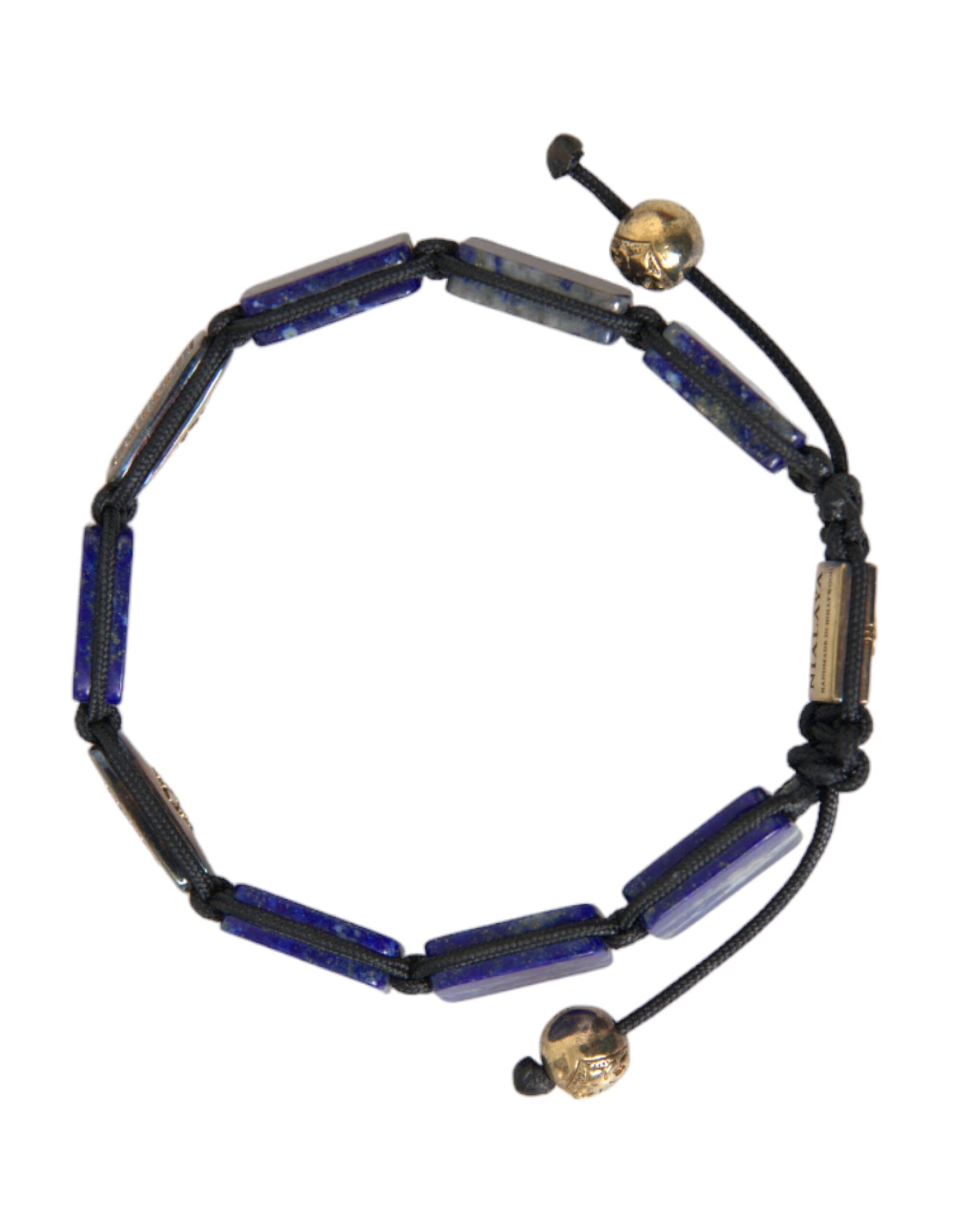 Flat Bead Blue Lapis White CZ 925 Bracelet Mens - SEHABRANDS