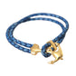 Blue Gold Anchor 925 Silver Charm Bracelet Mens - SEHABRANDS