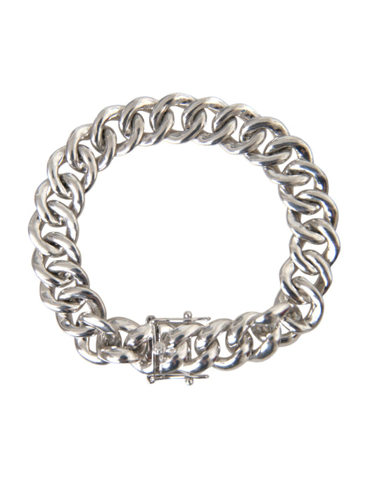 Solid Heavy Curb Link 925 Sterling Silver Bracelet Men - SEHABRANDS