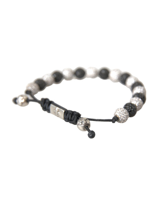 CZ Crystal Ball Black White Beaded Bracelet - SEHABRANDS