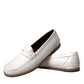 Dolce & Gabbana White Leather Slip On Mocassin Loafers Shoes