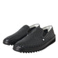 Dolce & Gabbana Black Woven Buffalo Leather Men Loafers Shoes