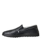 Dolce & Gabbana Black Woven Buffalo Leather Men Loafers Shoes