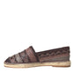 Dolce & Gabbana Brown Buffalo Leather Espadrille Flats Shoes