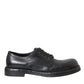 Dolce & Gabbana Black Horse Leather Derby Men Dress Shoes