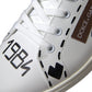 Dolce & Gabbana White Brown Leather Logo Low Top Sneakers Shoes