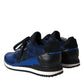 Dolce & Gabbana Blue Black Calf Hair Leather Sneakers Shoes