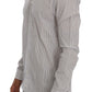 Elegant White & Blue Striped Casual Shirt - SEHABRANDS