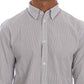 Elegant White & Blue Striped Casual Shirt - SEHABRANDS