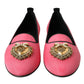 Dolce & Gabbana Pink Velvet Slip On Loafers Flats Shoes