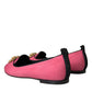 Dolce & Gabbana Pink Velvet Slip On Loafers Flats Shoes