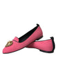 Dolce & Gabbana Pink Velvet Slip On Loafers Flats Shoes