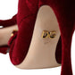 Dolce & Gabbana Dark Red Velvet Devotion Buckle Boots Shoes