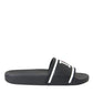 Dolce & Gabbana Black Leather I Love D&G Sandals Slides Shoes