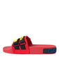 Dolce & Gabbana Red Black Logo Beachwear Flats Sandals Shoes