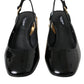 Dolce & Gabbana Black Gold Leather Embellished Slingbacks Shoes