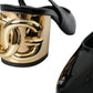 Dolce & Gabbana Black Gold Leather Embellished Slingbacks Shoes