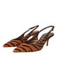 Dolce & Gabbana Black Orange Zebra Leather Slingbacks Shoes