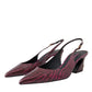 Dolce & Gabbana Maroon Zebra Leather Heels Slingbacks Shoes