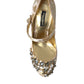 Dolce & Gabbana Gold Jacquard Crystal Mary Janes Pumps Shoes