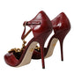 Dolce & Gabbana Dark Red Leather Gold Devotion Heart Sandals Shoes