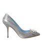 Dolce & Gabbana Light Blue Exotic Leather Crystal Bellucci Shoes