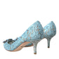 Dolce & Gabbana Blue Taormina Lace Crystal Heel Pumps Shoes