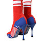 Dolce & Gabbana Red Blue Stretch Sock Style Ankle Boots Logo Shoes