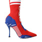 Dolce & Gabbana Red Blue Stretch Sock Style Ankle Boots Logo Shoes