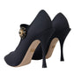 Dolce & Gabbana Black Mary Jane Jersey Crystal Pumps Shoes