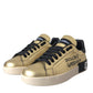 Dolce & Gabbana Gold Portofino Calf Leather Sneakers Women Shoes