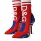 Dolce & Gabbana Red Blue Stretch Sock Style Short Boots Logo Shoes