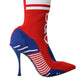 Dolce & Gabbana Red Blue Stretch Sock Style Short Boots Logo Shoes