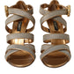 Dolce & Gabbana Bronze Crystal Strap Heels Sandals Shoes