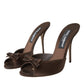 Dolce & Gabbana Brown Suede Leather Slides Heels Sandals Shoes