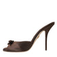 Dolce & Gabbana Brown Suede Leather Slides Heels Sandals Shoes