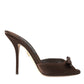 Dolce & Gabbana Brown Suede Leather Slides Heels Sandals Shoes