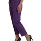 Purple Cotton MidWaist Straight Cropped Pants - SEHABRANDS