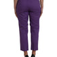 Purple Cotton MidWaist Straight Cropped Pants - SEHABRANDS