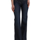 Dark Blue Cotton Bootcut Denim Jeans - SEHABRANDS